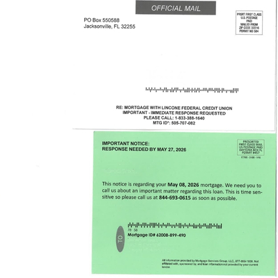 Example of Spam mail you may receiver after opening a home equity loan or closing on a mortgage